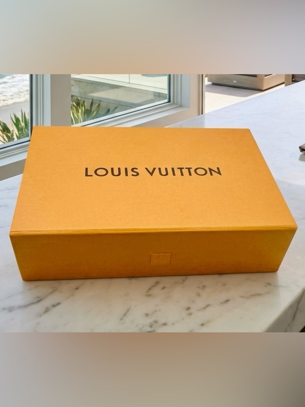 Authentic Louis Vuitton Signature Orange Textured Gift Box Approx.11” x 7” x 3”